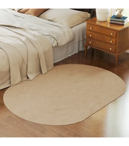 Alfombra Salón 170x120 cm Lavable en Lavadora Tejido a Mano Estilo Rústico Tapete para Sala de Estar Dormitorio Beige