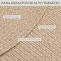 Alfombra Salón 170x120 cm Lavable en Lavadora Tejido a Mano Estilo Rústico Tapete para Sala de Estar Dormitorio Beige