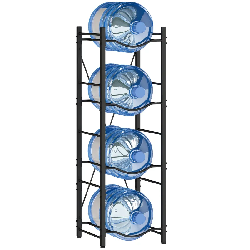 Soporte para Garrafones de Agua de 4 Niveles Estante de Almacenamiento para Botella de Agua para Cocina Comedor Negro