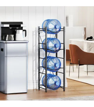 Soporte para Garrafones de Agua de 4 Niveles Estante de Almacenamiento para Botella de Agua para Cocina Comedor Negro