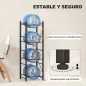 Soporte para Garrafones de Agua de 4 Niveles Estante de Almacenamiento para Botella de Agua para Cocina Comedor Negro