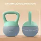 Pesa Rusa 6 kg Kettlebell Relleno de Arena Metálica y Mango Antideslizante para Entreno en Casa 19x19x28 cm Verde y Gris