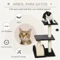 Rascador para Gatos de 3 Niveles Árbol para Gatos con Postes de Sisal Tablero para Rascar y Bola Colgante Gris