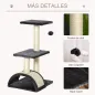 Rascador para Gatos de 3 Niveles Árbol para Gatos con Postes de Sisal Tablero para Rascar y Bola Colgante Gris