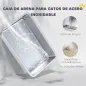 Arenero para Gatos de Acero Inoxidable XL con Borde Alto Pala Fácil de Limpiar Prueba de Fugas 60x40x29,5 cm Gris