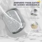 Arenero para Gatos de Acero Inoxidable con Cubierto Bolsa Desodorizante Pala Fácil de Limpiar 52,4x41,3x39,9 cm Gris