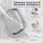 Arenero para Gatos de Acero Inoxidable con Cubierto Bolsa Desodorizante Pala Fácil de Limpiar 52,4x41,3x39,9 cm Blanco