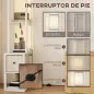 Lámpara de Pie Moderna con Estantes Abiertos Cajón de Tela e Interruptor de Pie para Dormitorio Sala de Estar Blanco