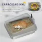 Arenero para Gatos de Acero Inoxidable XXL con Borde Alto Pala Fácil de Limpiar Prueba de Fugas 70x50x30 cm Gris