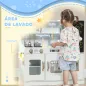 Cocina para Niños de +3 Años con Accesorios para Cocinar Pizarra Máquina de Hielo y Teléfono 83,8x26,8x81 cm Blanco