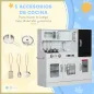 Cocina para Niños de +3 Años con Accesorios para Cocinar Pizarra Máquina de Hielo y Teléfono 83,8x26,8x81 cm Blanco