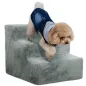 Escalera para Perros de 3 Peldaños con Funda Extraíble y Lavable para Mascotas Mayores para Cama Sofá 46x35x35 cm Gris