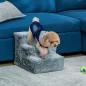 Escalera para Perros de 3 Peldaños con Funda Extraíble y Lavable para Mascotas Mayores para Cama Sofá 46x35x35 cm Gris