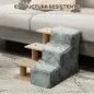 Escalera para Perros de 3 Peldaños con Funda Extraíble y Lavable para Mascotas Mayores para Cama Sofá 46x35x35 cm Gris