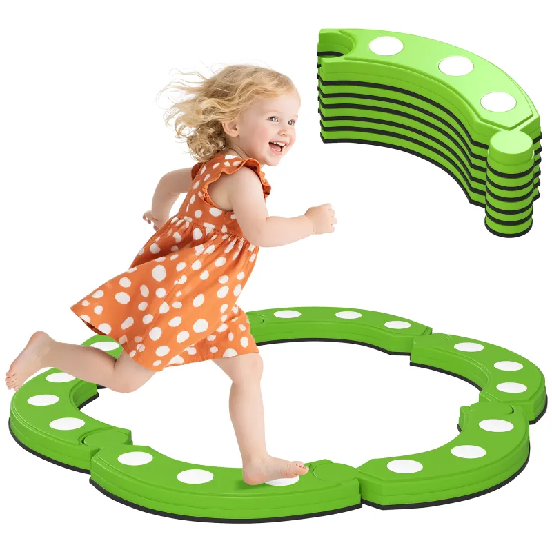 Tabla de Equilibrio para Niños de +3 Años con 6 Piedras de Equilibrio Puntos Táctiles para Interiores y Exteriores Verde