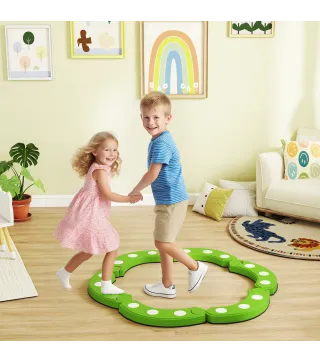 Tabla de Equilibrio para Niños de +3 Años con 6 Piedras de Equilibrio Puntos Táctiles para Interiores y Exteriores Verde