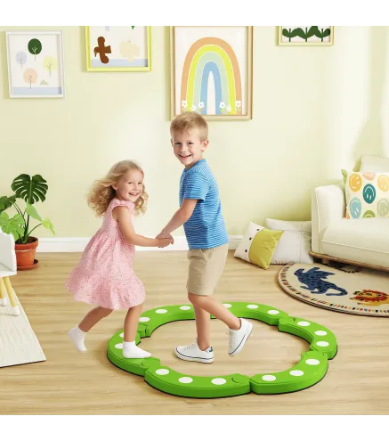 Tabla de Equilibrio para Niños de +3 Años con 6 Piedras de Equilibrio Puntos Táctiles para Interiores y Exteriores Verde