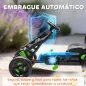 Kart Pedales para Niños de +3 Años con Embrague Automático Freno Ruedas Antideslizantes de EVA y Marco Metálico Verde