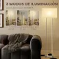 Lámpara de Pie para Salón 150 cm con Pantalla de Tela Luz Nocturna Interruptor de Pie y Base Metálico Blanco