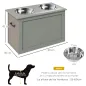 Comedero Elevado para Perros Grandes con 2 Cuencos de 2000ml y Almacenamiento Oculto 60x30x41 cm Gris