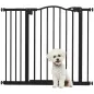 Barrera de Seguridad para Perros 74-94 cm con Extensión Montaje a Presión Doble Bloqueo para Puerta Escalera Negro
