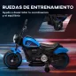 Moto Eléctrica para Niños de 18-36 Meses con Batería 6V Faro y Ruedas Auxiliares Desmontables Azul