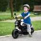 Moto Eléctrica para Niños de 18-36 Meses con Batería 6V Faro y Ruedas Auxiliares Desmontables Blanco