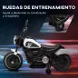 Moto Eléctrica para Niños de 18-36 Meses con Batería 6V Faro y Ruedas Auxiliares Desmontables Blanco
