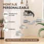 Juego de Pared de Escalada para Gatos con Postes de Sisal Plataforma Doble con Escalera y 1 Plataforma para Saltar Gris