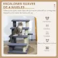 Escalera para Gatos de 4 Niveles Cubierto de Suave Felpa Poste de Sisal Bola Colgante 60x40x64 cm Gris