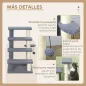 Escalera para Gatos de 4 Niveles Cubierto de Suave Felpa Poste de Sisal Bola Colgante 60x40x64 cm Gris