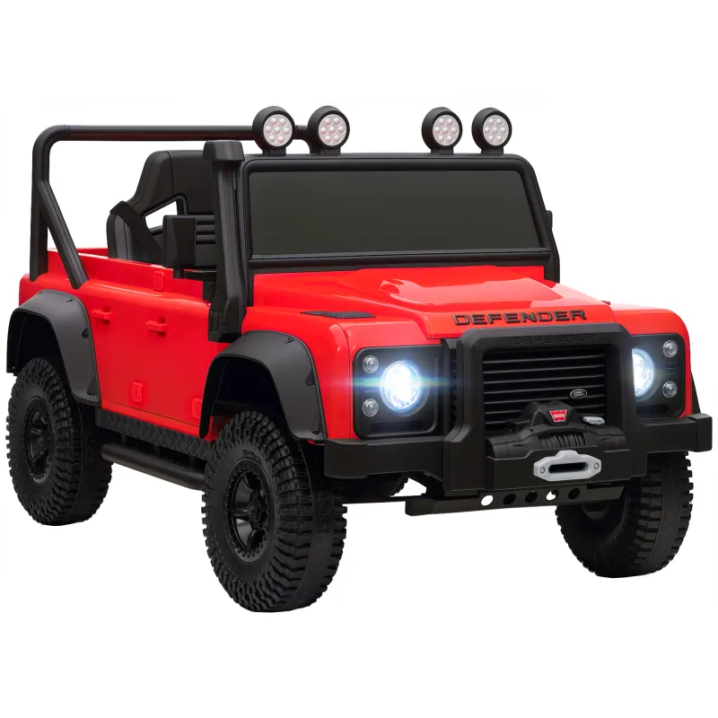 Coche Eléctrico para Niños con Licencia Land Rover 12V Control Remoto Sistema de Suspensión USB MP3 Faros Rojo