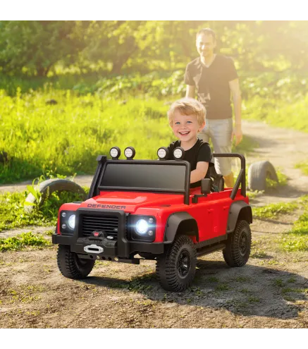 Coche Eléctrico para Niños con Licencia Land Rover 12V Control Remoto Sistema de Suspensión USB MP3 Faros Rojo
