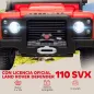 Coche Eléctrico para Niños con Licencia Land Rover 12V Control Remoto Sistema de Suspensión USB MP3 Faros Rojo