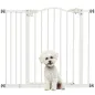 Barrera de Seguridad para Perros 74-94 cm con Extensión Montaje a Presión Doble Bloqueo para Puerta Escalera Blanco
