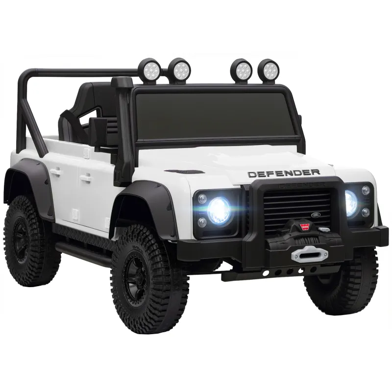 Coche Eléctrico para Niños con Licencia Land Rover 12V Control Remoto Sistema de Suspensión USB MP3 Faros Blanco