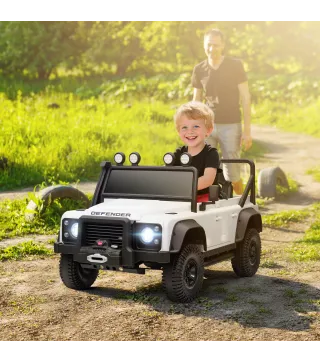 Coche Eléctrico para Niños con Licencia Land Rover 12V Control Remoto Sistema de Suspensión USB MP3 Faros Blanco