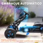 Kart Pedales para Niños de +3 Años con Embrague Automático Freno Ruedas Antideslizantes de EVA y Marco Metálico Azul
