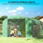 Invernadero de Túnel 4x3x2 m con 6 Ventanas 3 Puertas Enrollables Cubierta de PE y Estructura de Acero Galvanizado Verde