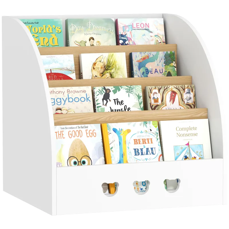 Estantería Infantil para Juguetes 4 Niveles para la Habitación Infantil Sala de Juegos 60x53x60 cm Blanco y Natural