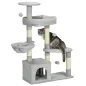 Rascador para Gatos Altura 104 cm Árbol para Gatos con Postes de Sisal Cueva Plataformas y Bolas Colgantes Gris Claro