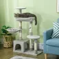Rascador para Gatos Altura 104 cm Árbol para Gatos con Postes de Sisal Cueva Plataformas y Bolas Colgantes Gris Claro