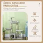 Rascador para Gatos Altura 104 cm Árbol para Gatos con Postes de Sisal Cueva Plataformas y Bolas Colgantes Gris Claro