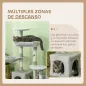 Rascador para Gatos Altura 104 cm Árbol para Gatos con Postes de Sisal Cueva Plataformas y Bolas Colgantes Gris Claro
