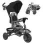 Triciclo Evolutivo 6 en 1 Plegable Asiento Giratorio de 360° Mango Parental Respaldo Reclinable Toldo Negro