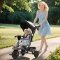 Triciclo Evolutivo 6 en 1 Plegable Asiento Giratorio de 360° Mango Parental Respaldo Reclinable Toldo Negro