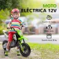 Moto Eléctrica para Niños de +3 Años con Batería 12V Música y Ruedas Auxiliares Carga 30 kg Verde