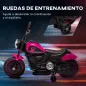 Moto Eléctrica para Niños de 18-36 Meses con Batería 6V Faro y Ruedas Auxiliares Desmontables Rosa