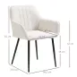 Pack de 2 Sillas de Cocina con Respaldo Reposabrazos y Patas de Metal para Salón 59,5x56,5x81 cm Beige