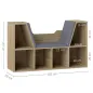 Librería con Asiento Estantería de Libros con 6 Cubos Cojín para Sala de Estar Dormitorio 102x30x61cm Roble y Gris